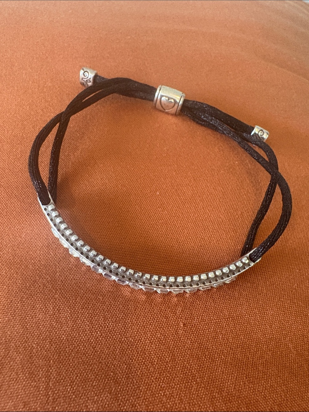 Brighton Silver Beaded Black Cord Bracelet - Women Jewelry